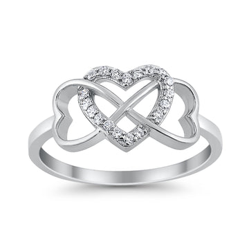 Infinity Heart Promise Eternity Ring Simulated CZ 925 Sterling Silver